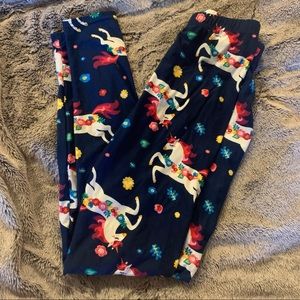 Rainbow unicorn floral leggings